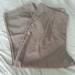 Abercrombie & Fitch Curve Love Sloane Tailored Wide Leg Pants. Light Taupe